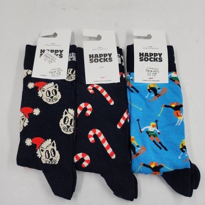 Happy Socks Candycane Printed Socks Men's 8-12/Women's 10-12.5 Multi - 3 Pairs