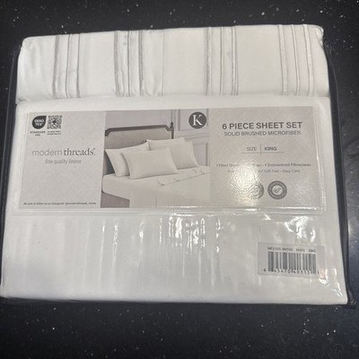 Modern Threads 6 Piece White Microfiber Adult Sheet Set, King