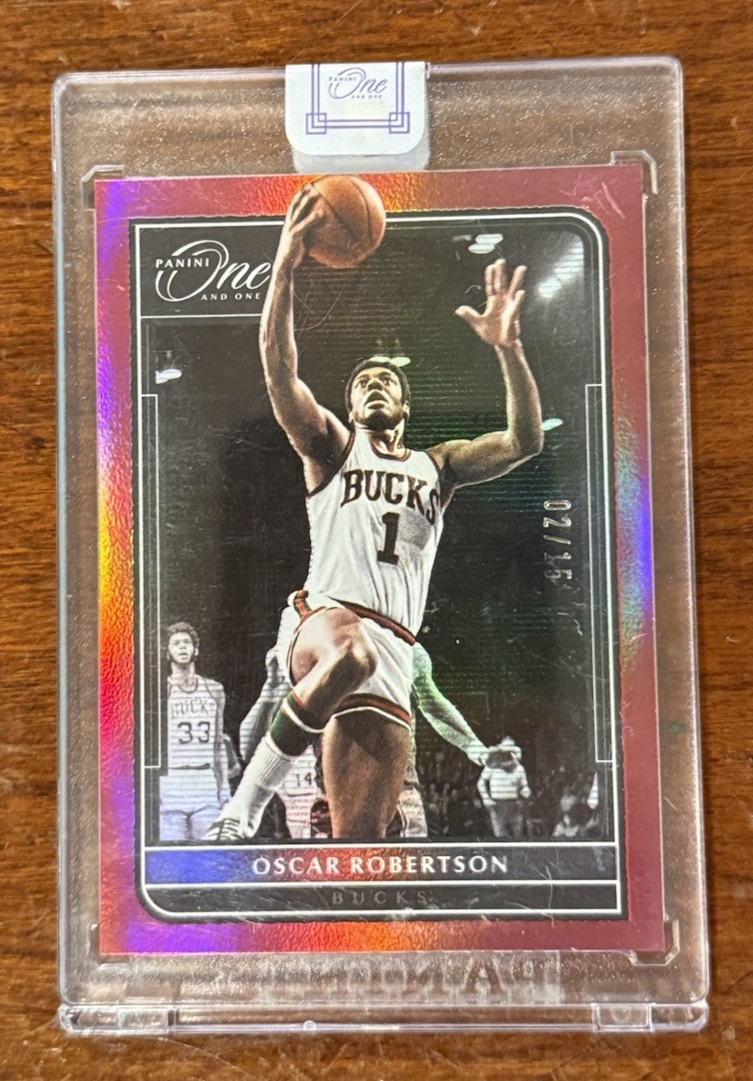 2021-22 Panini One and One Legends Red /15 Oscar Robertson #179 HOF BUCKS