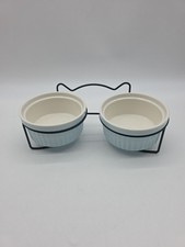 Cat Kitten Bowl Set Animal Ceramic Blue#1