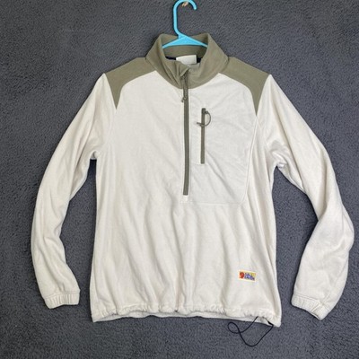 Fjallraven Vardag Lite Fleece Pullover Womens Small White Green Outdoor Hiking