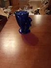 Vitg Cobalt Blue Fenton Glass Bunny  Egg Basket  Figurine Toothpick Holder 1228