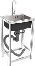 Stainless Steel Utility Sink Free Standing Single Bowl Kitchen Sink Commercial