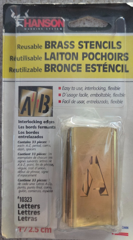 CH Hanson 10323 - Stencil Set-Letter 1" Brass 33Pcs. Carded