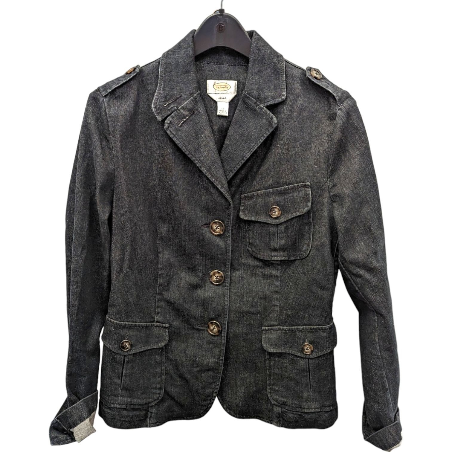 Talbots Button Front Pocket Jacket Stretch Denim … - image 1