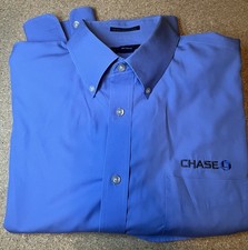 Chase Bank Classic Lands End Men's No-iron Broadcloth 16 1/2 33 Traditional Fit