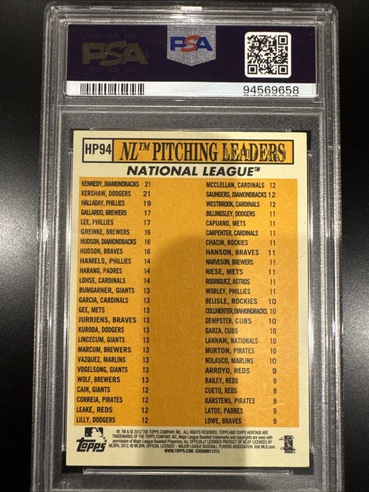 2012 Topps Heritage - Chrome League Leaders Clayton Kershaw, Zack Greinke PSA 9 - Image 4 of 4