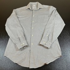 Arrow Dress Shirt Athletic Fit Gingham Check Wrinkle Free Gray White Mens Small