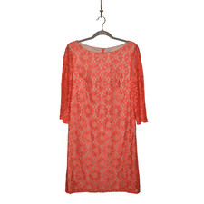 JESSICA HOWARD 199 3/4 Sleeve Lace Sheath Dress Red/Nude Size 12