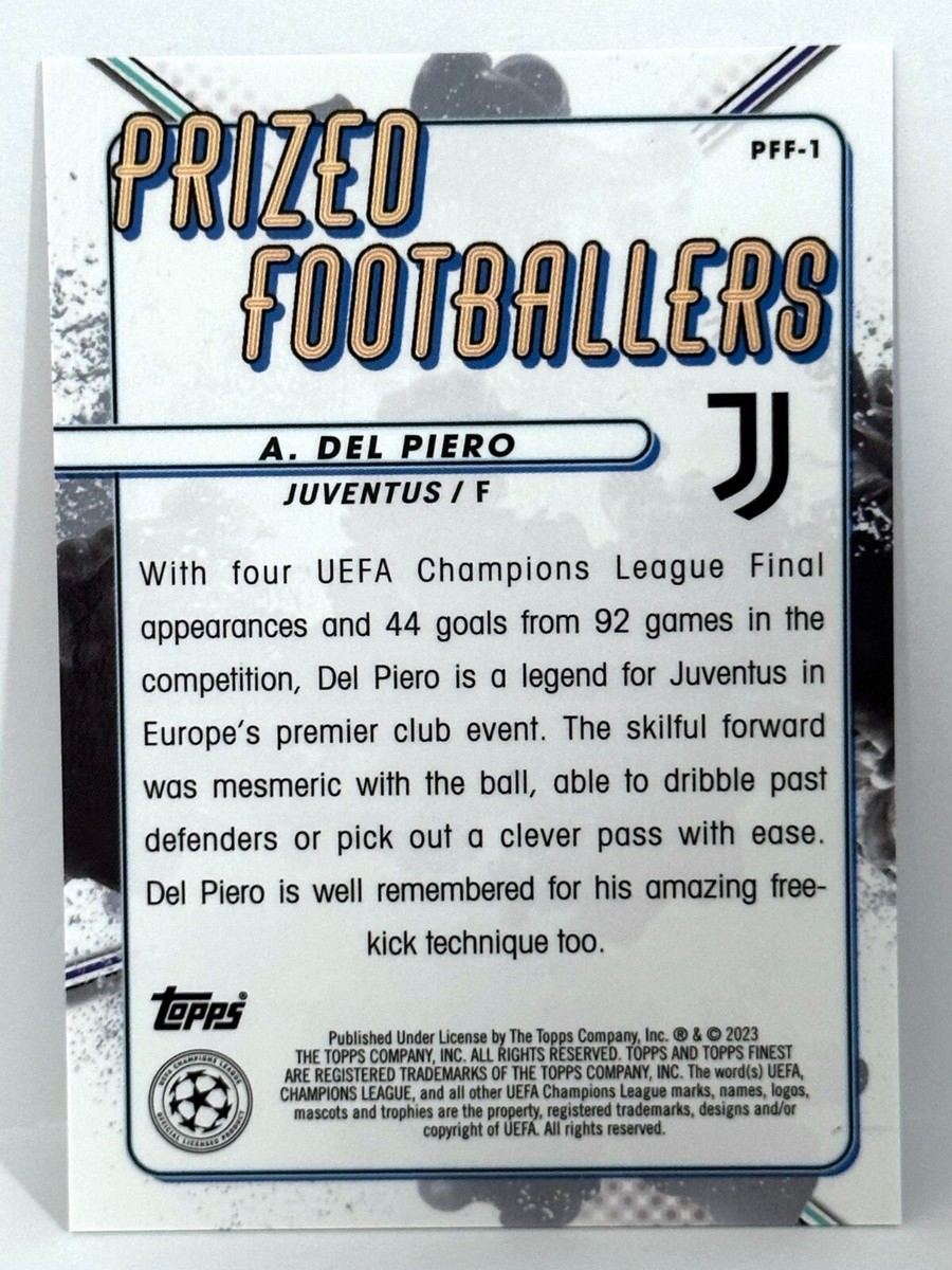 2022-23 Topps Finest UCL Prized Footballers Del Piero Blue