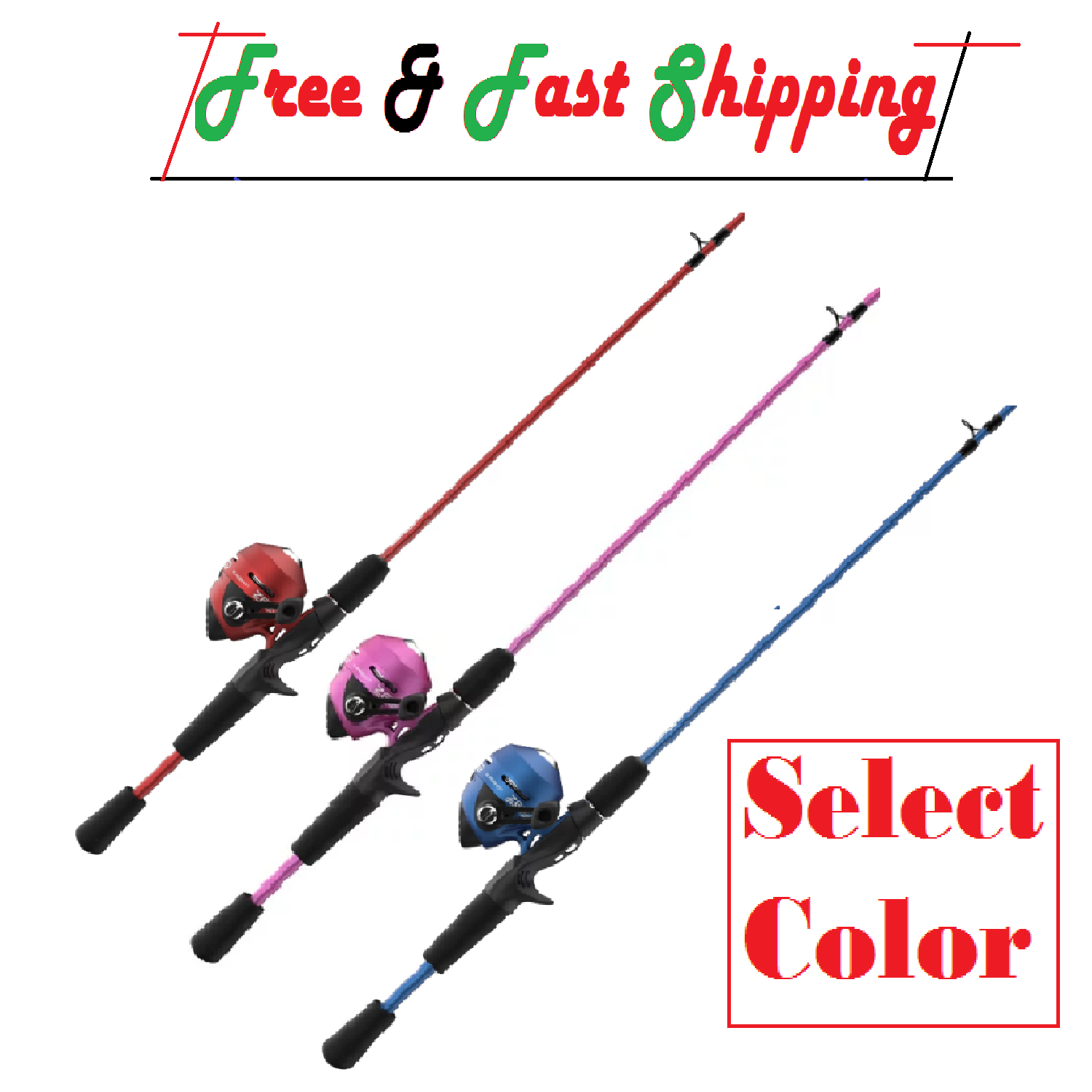 Zebco Slingshot Spincast Reel and Fishing Rod Combo Select Color