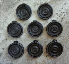 Set of 8 Ring Pull Two-Part Round Black Finish Arts & Crafts Mission Style