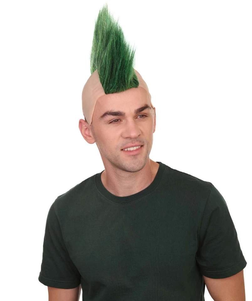 Peluca Mohawk verde para hombre, peluca de Halloween de lujo, HM-322A Foto 2 de 4