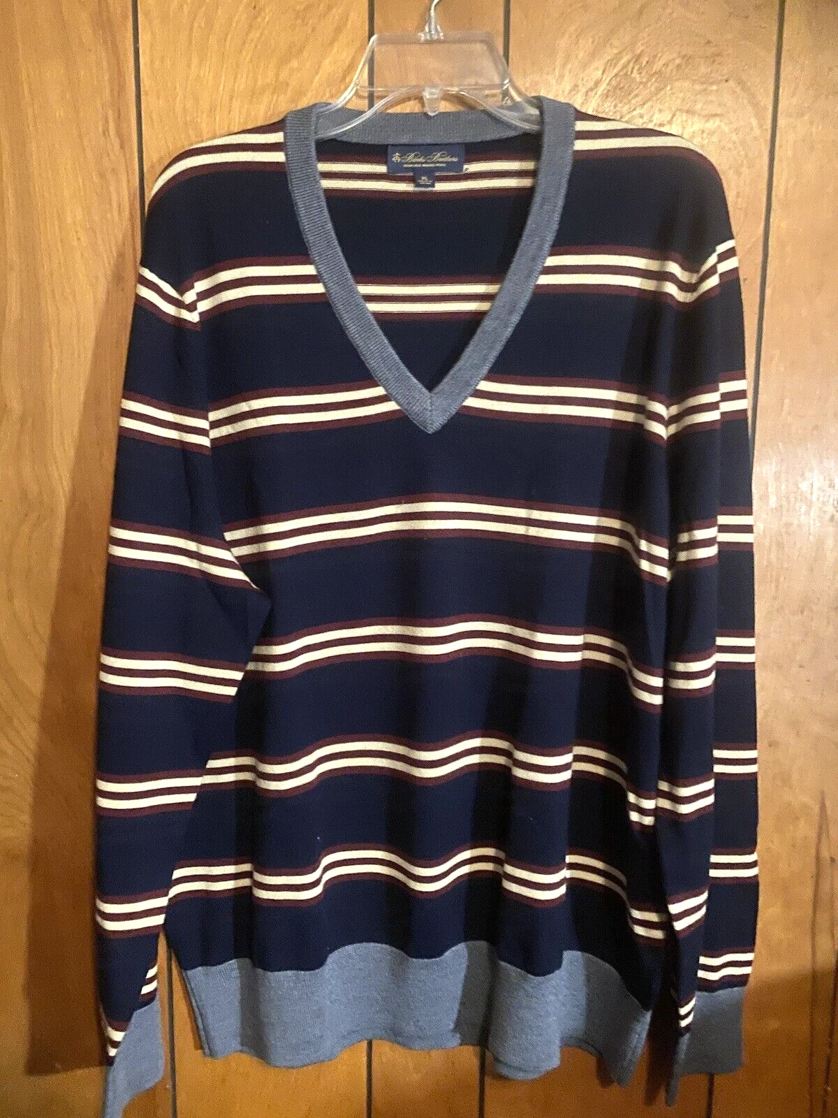 Brooks Brothers Merino Wool V-Neck Pullover Sweater Men's Size Large
