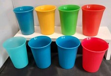 Tupperware~Lot of (8) Bell Tumblers~#109~8 Oz~Primary Colors~Made In USA