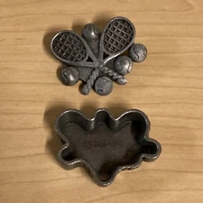 Vintage Torino Pewter Tennis Racket Jewelry Necklace Brooch Earrings Box ONLY