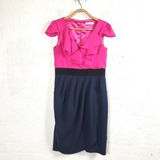 PINK RUBY Wrap Pencil Womens Dress Size 10 Pink/Black/Navy Blue Short Sleeve