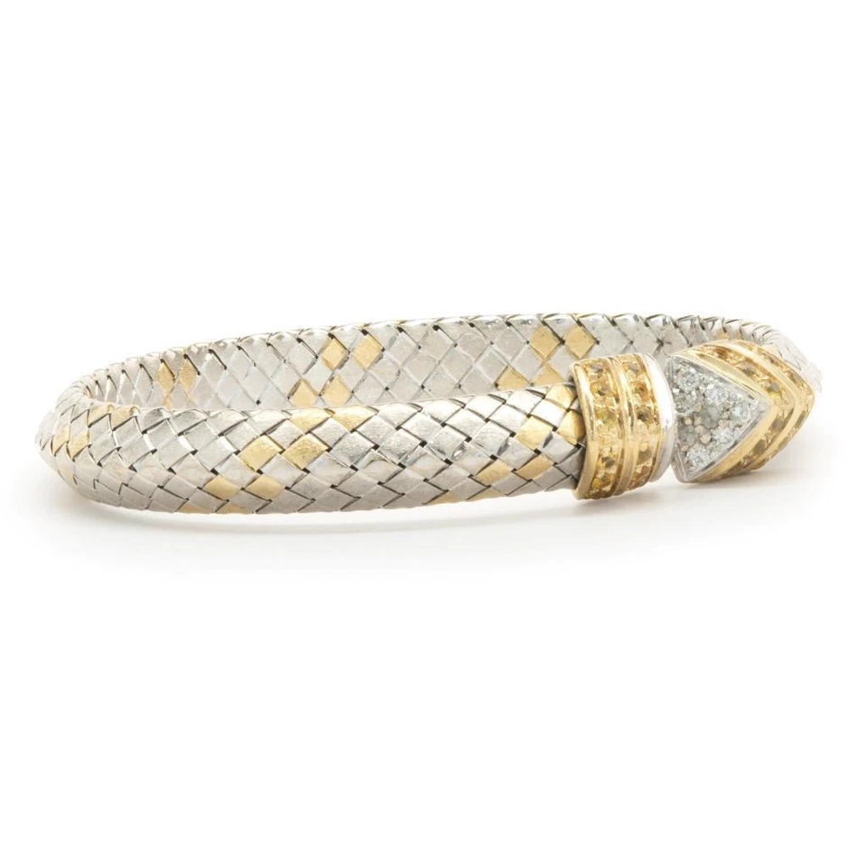 18 Karat White & Yellow Gold Diamond and Yellow Sapphire Cuff Bracelet - Image 2 of 4
