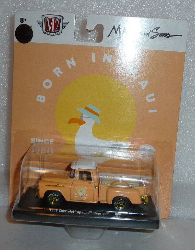 M2 Machines Gold Chase Maui & Sons 1958 Chevrolet Apache Stepside 1:64 Diecast