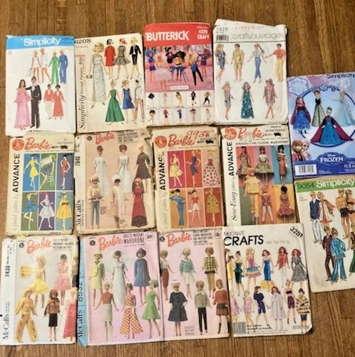 AUTHENTIC BARBIE 11.5" DOLL PATTERNS USED CUT UNCUT VINTAGE McCALL'S SIMPLICITY