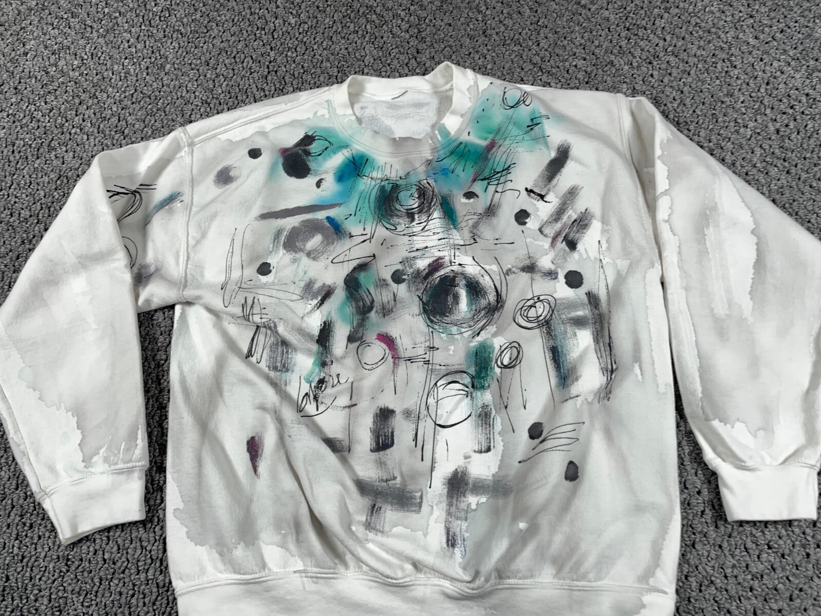 VTG Hand Painted Abstract Pattern Sweatshirt Adul… - image 11