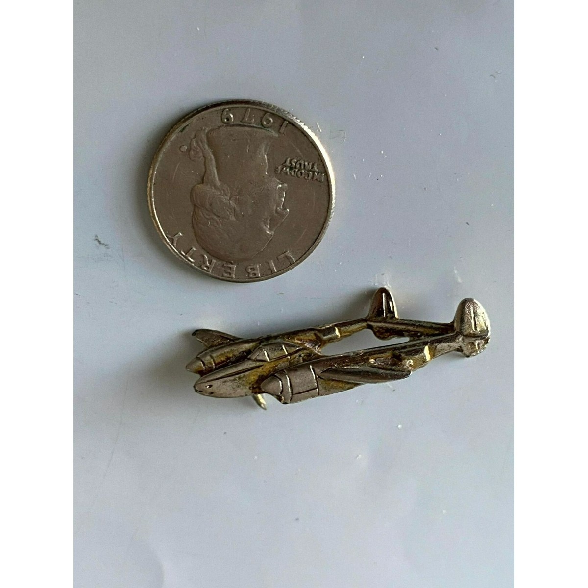 order P6♡ vintage WWII P-38 airplane pin lapel tie tack Marked MM PEWTER | eBay