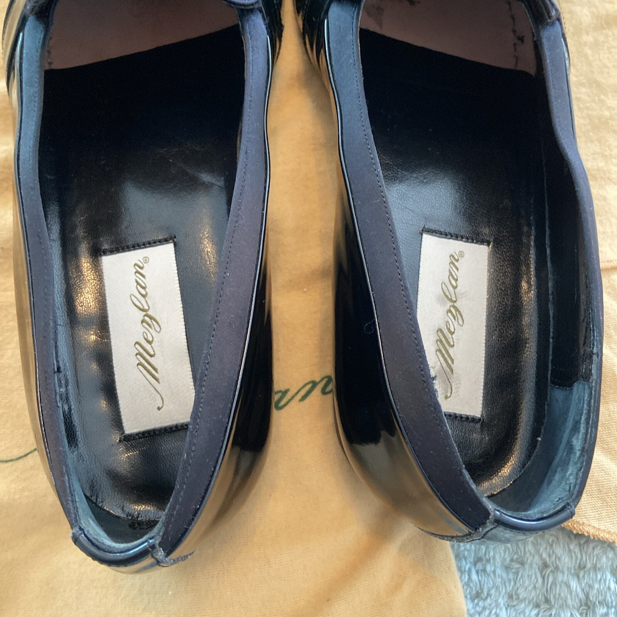 Mezlan Mirage Loafers Formal Tuxedo Black Patent Leather Satin Trim Shoes 8M Mezlan Mirage Loafers Formal Tuxedo Black Patent Leather  main image 4