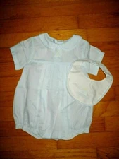 Petit Ami Embroidered Sailboat Bubble Romper & Bib 9 Months