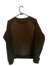 New Quilted Crew Neck Black Sweatshirt, Size Medium