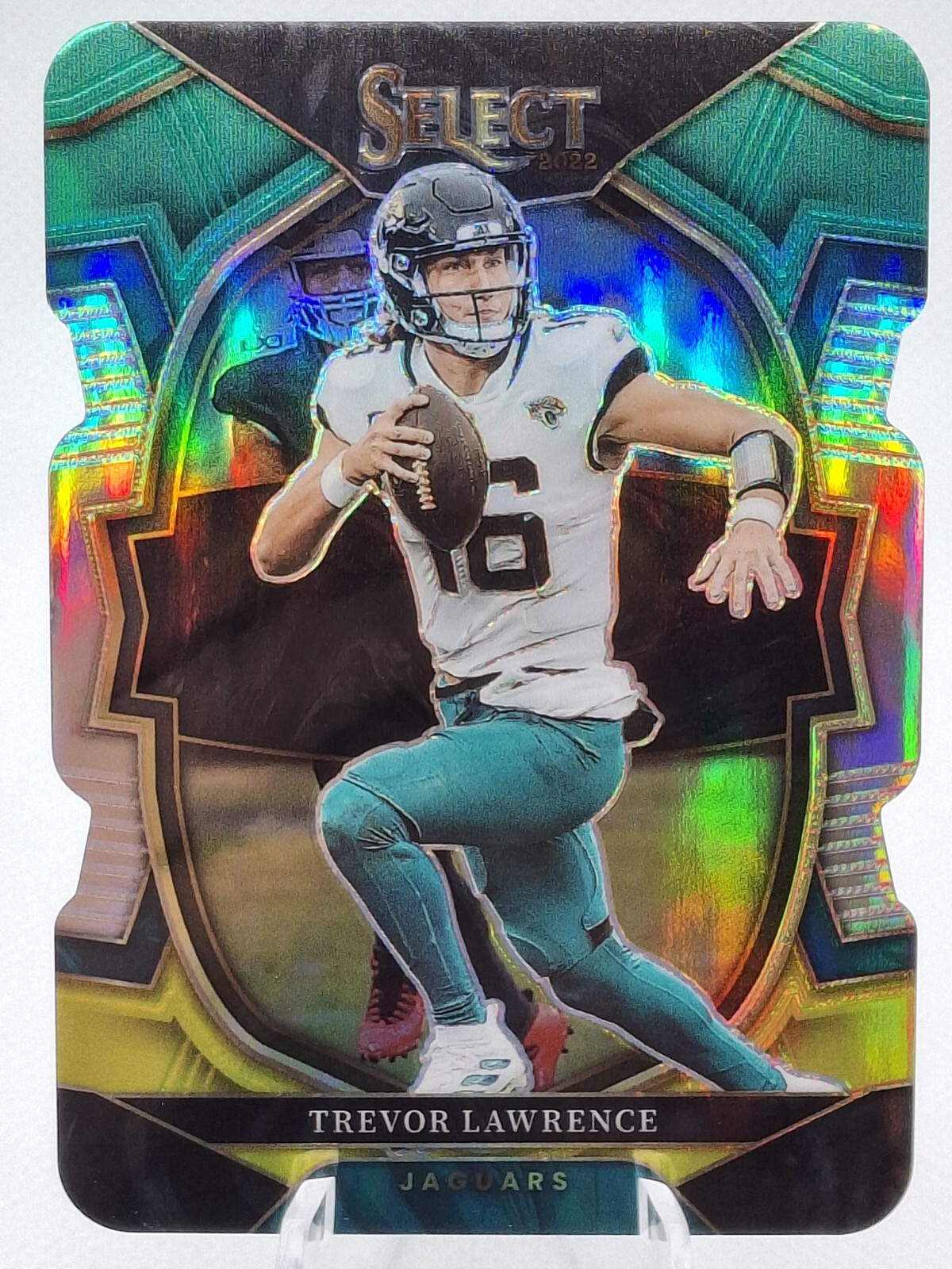 2022 Panini Select Concourse Trevor Lawrence Green & Yellow Prizm Die-Cut #41