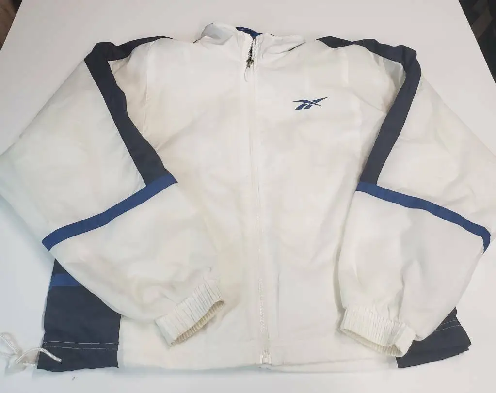 Reebok Womens Zip Jacket White Lined Neck Sleeves M F-18 | eBay