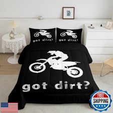 Feelyou Dirt Bike Bedding Set Boys Extreme Sports Comforter Set for Kids Boys