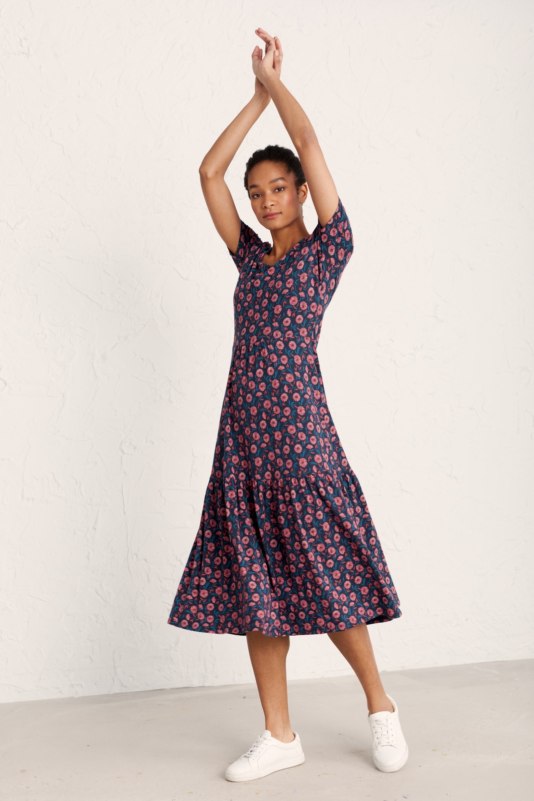 Seasalt Women's Dress navy Paint Shards Jersey Midi Dress Regular