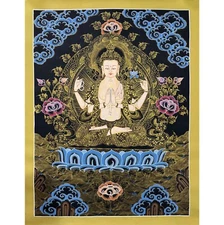 Chenrezig Thangka Painting, Avalokiteshvara Thangka