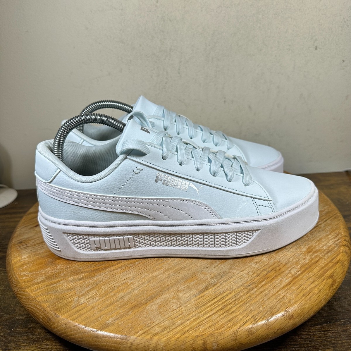 Puma Smash Platform 390758-04 Blue White Shoes Sneakers