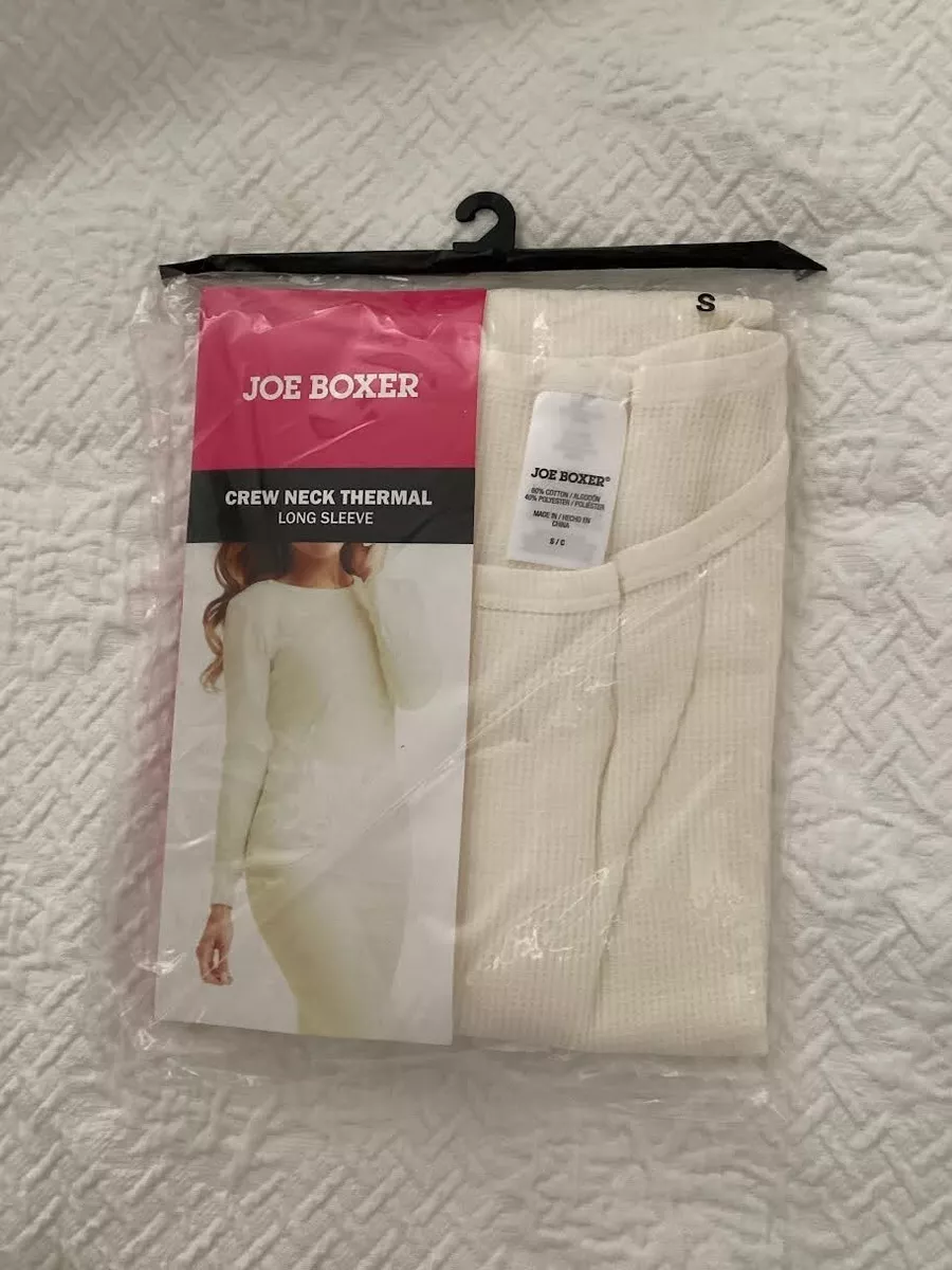 Joe Boxer Womens White Crew Neck Long Sleeve Thermal Shirt Size