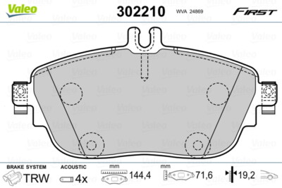 VALEO 302210 Bremsbelagsatz, Scheibenbremse für INFINITI,MERCEDES-BENZ