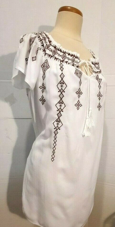 White embroidered smock dress cheap