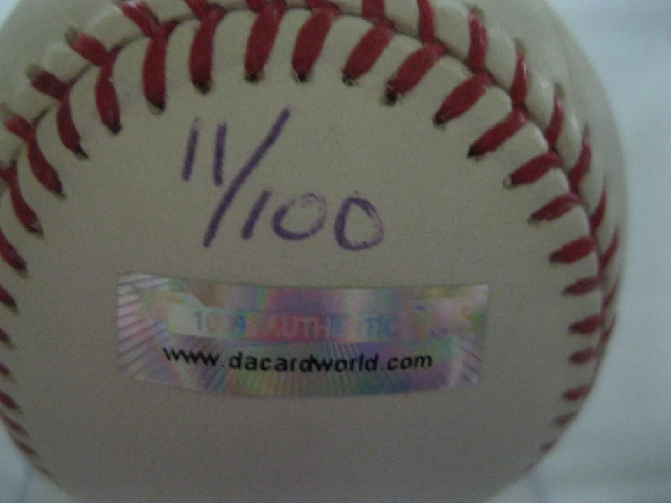 Autógrafo firmado por Andy Laroche OML béisbol Dacardworld certificado de autenticidad #11/100 inscrito Foto 4 de 4