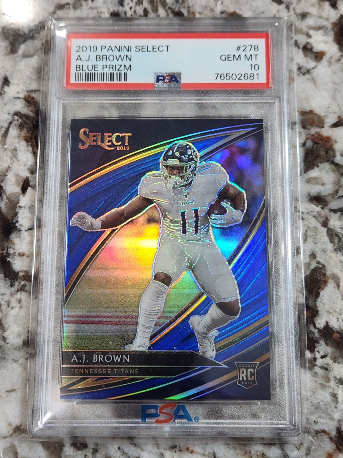 2019 A.J. Brown RC #278 Select Field Level Blue Prizm Psa 10 Gem Mint #14/75