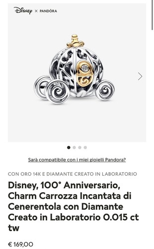 pandora charm disney carrozza centenario originale - Foto 8 di 10