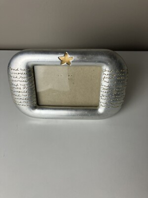 Vintage Silvertone Picture Frame Engraved Gold Star 1998 HB Group