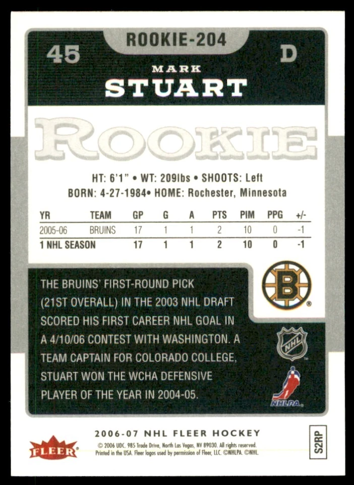 2006-07 Fleer Mark Stuart RC #204 - Image 2 of 2