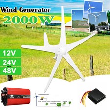 2000W Wind Turbine Generator Kit DC 12/24V/48V + Charge Controller Home Garden
