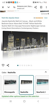Large JiazuGo Nashville Wall Art Canvas - Black and White Bedroom Decor