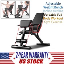 Adjustable Weight Bench Incline Decline Foldable Full Body Workout Gym Exercise