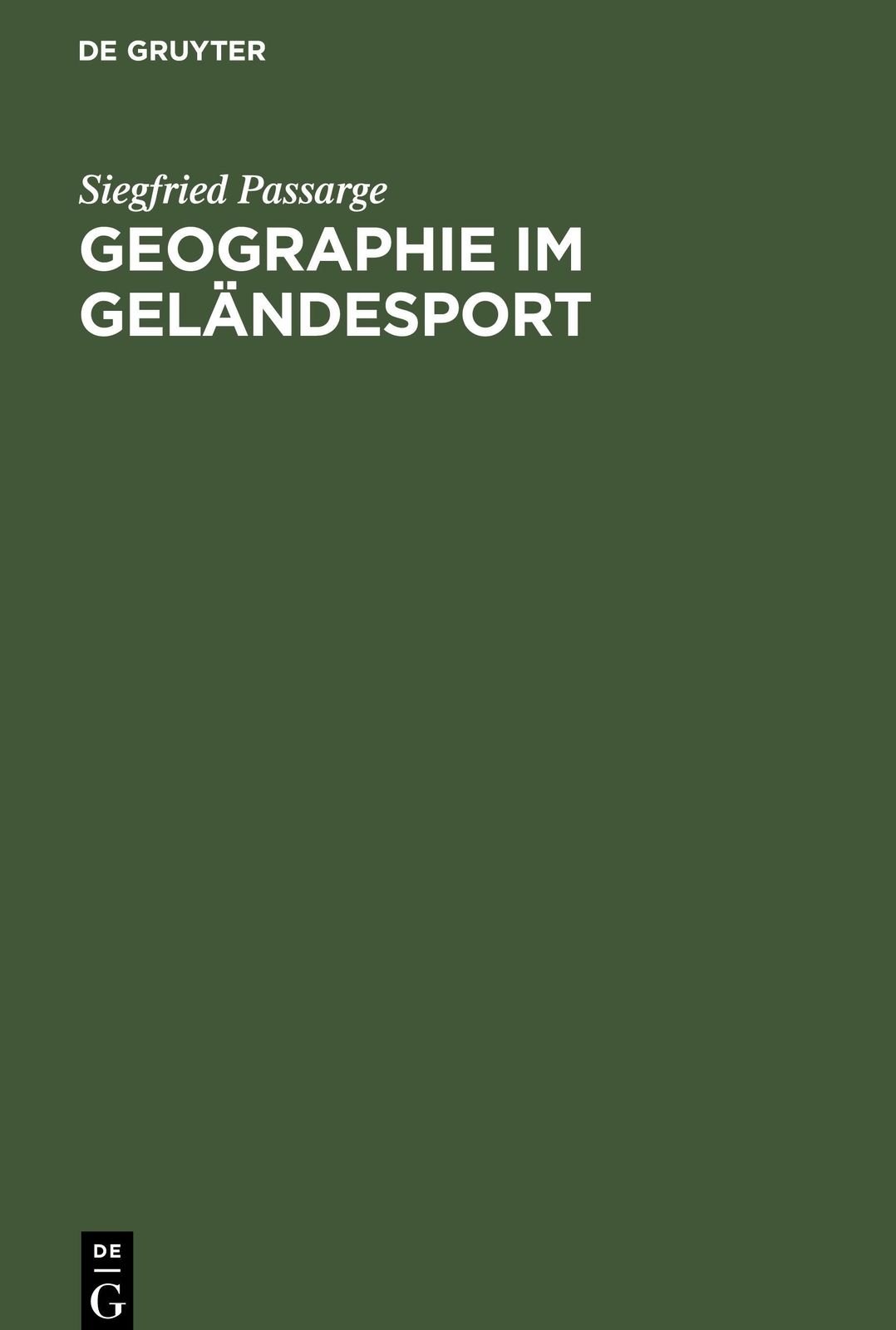 Thumbnail - Siegfried Passarge | Geographie Geländesport | Buch | Deutsch | De