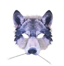 Media Máscara Lobo - Sublimado 3D - Accesorio de Disfraz - Talla Única