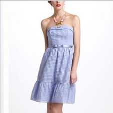 Hitherto BHLDN Catharina Periwinkle Blue Purple Gingham Strapless Dress Party 4