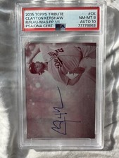 2015 Topps Tribute Clayton Kershaw 1 Of 1 Magenta Printing Plate PSA 8 / 10 Auto
